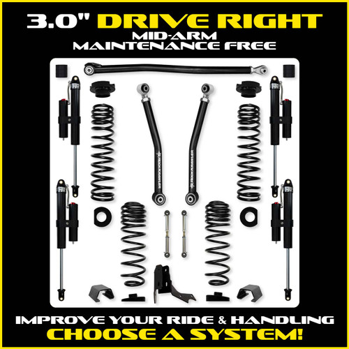 Rock Krawler 3.0" Drive Right Mid-Arm Suspension System for Jeep Gladiator JT (Gas Models)