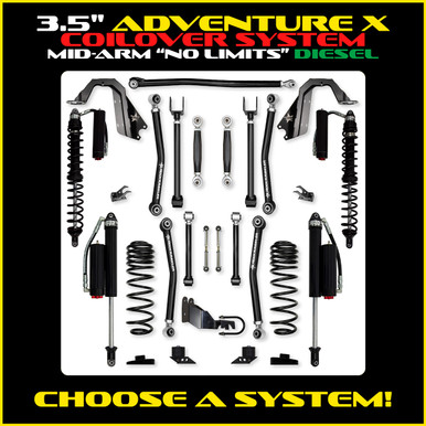 3.5 Inch X-Factor Coilover No Limits Mid-Arm Suspension System for Jeep Wrangler JLU 392 Models Comp System Stage 2 Rock Krawler main image 1