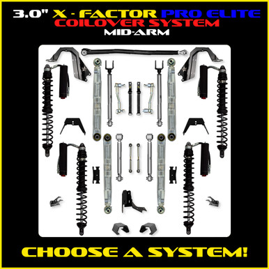 Rock Krawler 3.0" X-Factor PRO ELITE COILOVER Mid-Arm Suspension System