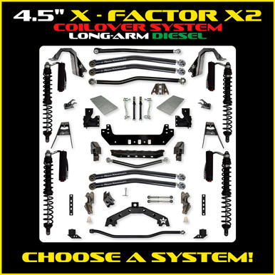 4.5 Inch X-Factor X2 Coilover No Limits Long-Arm Suspension System for Jeep Wrangler JLU Diesel Models Comp Stage 1 Rock Krawler main image 1