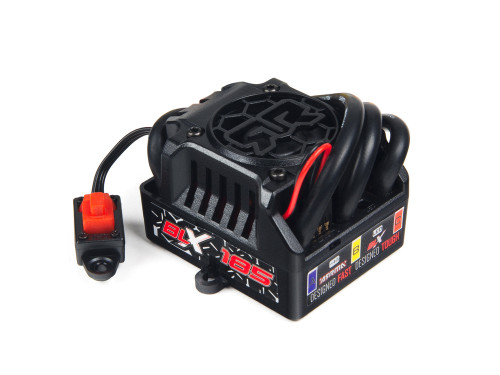 The included BLX185 150A waterproof ESC provides consistent power control and is 6S LiPo ready.

 Fitted with super-reliable XT-90 connectors and sporting a built-in cooling fan for reduced heat during intense driving action, the BLX185 ESC has over voltage protection, and a two-stage LiPo cut off for added cell management.

 The fitted 10AWG high-quality wires and 6V BEC unit are combined with a three mode throttle profile (FWD/REVERSE/BRAKE) to provide the ultimate driving experience.

 Recommended battery specification: 5000mAh - 35C minimum - Per battery pack