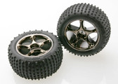 Traxxas 2.2 Alias Tyres & Tracer Wheels Assembled, Black Tyres with B/ Chrome wheels