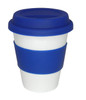 Coffee cup White ceramic takeaway cup. Double walled with silicone surround. Reusable coffee cup/mug Eco Friendly