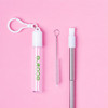 Straw reusable extendable in transparent case with carabiner