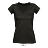 MILD WOMEN'S V-NECK ROLLED AND RAW-CUT FINISHED T-SHIRT