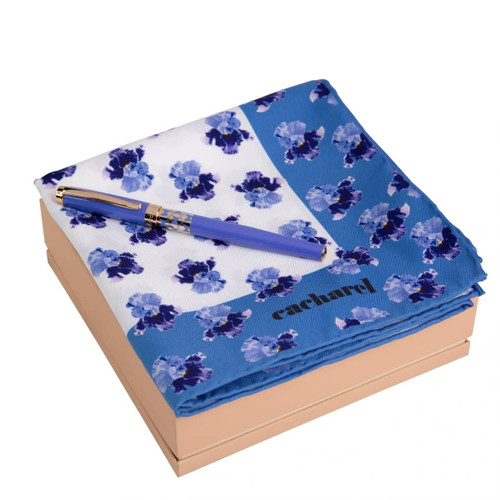 Set Hortense Bright Blue (rollerball pen & silk scarf)