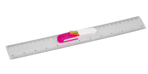 Ruler 30cm clear with sticky note flagsflags