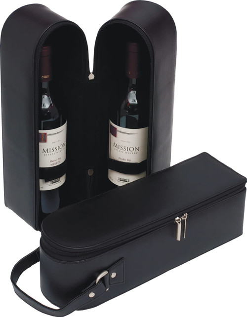 Wine bottle carrier - 2 bottle  leather look