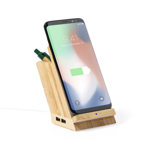 PEN Caddy , wireless phone charger made from Bamboo