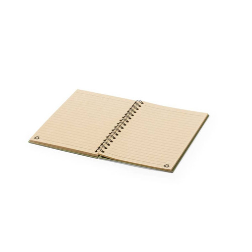 NOTEBOOK recycled cardboard cover - Kraft finish , ring bound Recycled emblem