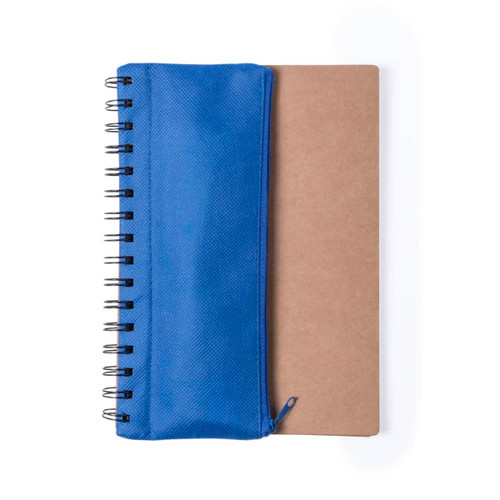 Notebook with pencile case - Ring bound with recycled cardboard cover , ruler and pen