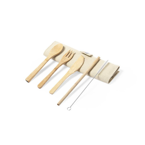Cutlery Set made from bamboo  5 piece in a canvas pouch ECO FRIENDLY