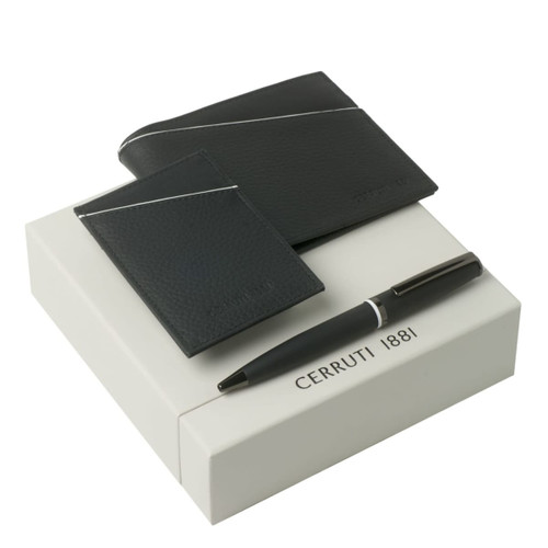 Set Spring Black (ballpoint pen, card holder & wallet)