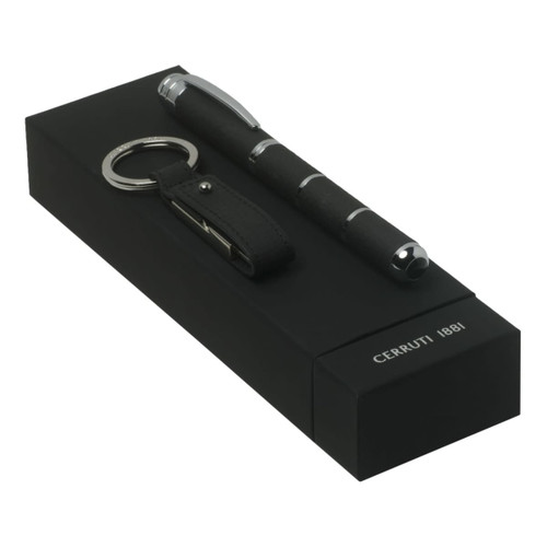 Set CERRUTI 1881 Black (rollerball pen & usb stick)