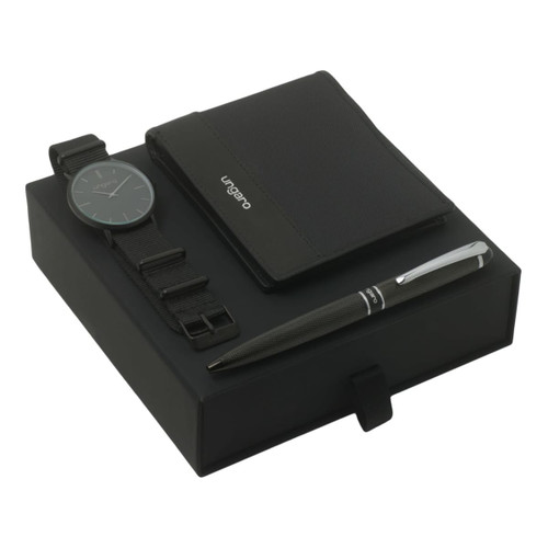 Set Uomo Black (ballpoint pen, wallet & watch)