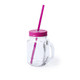 Jar glass with handle and  straw 500ml