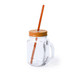 Jar glass with handle and  straw 500ml