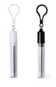 Straw reusable extendable in transparent case with carabiner