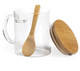 Coffee/tea Mug made from borosilicate glass with bamboo spoon and lid 420ml