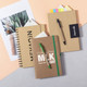 Notebook A5 - made from recycled cardboard includes pen with wheat straw accessories