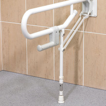 AKW White Folding Support ( Hairpin )Drop Down Grab Rail with Adjustable Leg- (32mm). - Installed