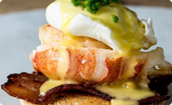 Butter Poached Lobster Benedict with Bacon