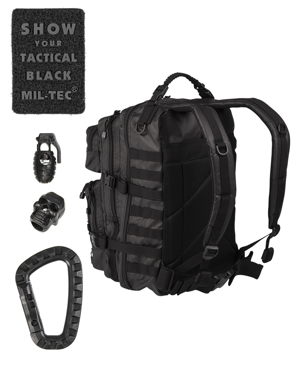 Mil-Tec MOLLE Tactical Assault Pack Backpack (Black, 20 Liter)