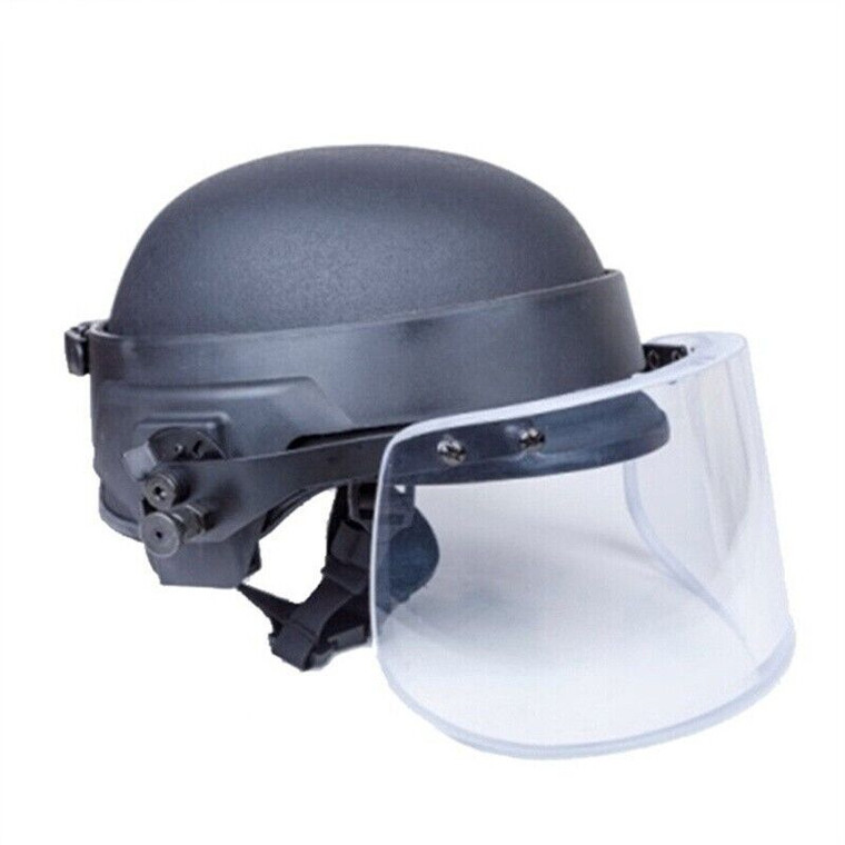 ITALIAN BLUE BALLISTIC HELMET W/GAS MASK 2/FILTERS, MICROPHONE & BAG NEW