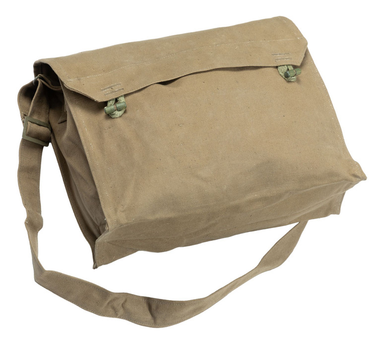 CZECH KHAKI GAS MASK BAG W/STRAP USED