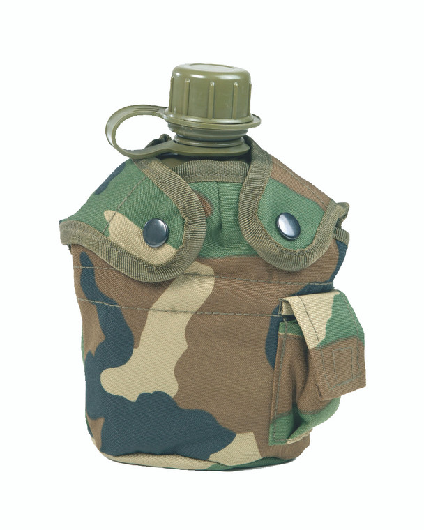 MIL-TEC® WOODLAND CAMO PLASTIC CANTEEN W/CUP & COVER