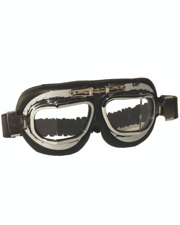 BRITISH RAF STYLE CHROME AVIATOR GOGGLES