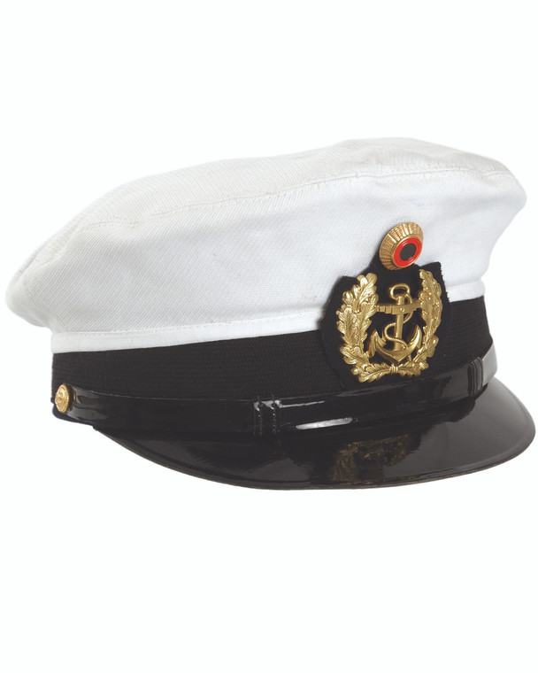 GERMAN WHITE NAVY VISOR HAT USED