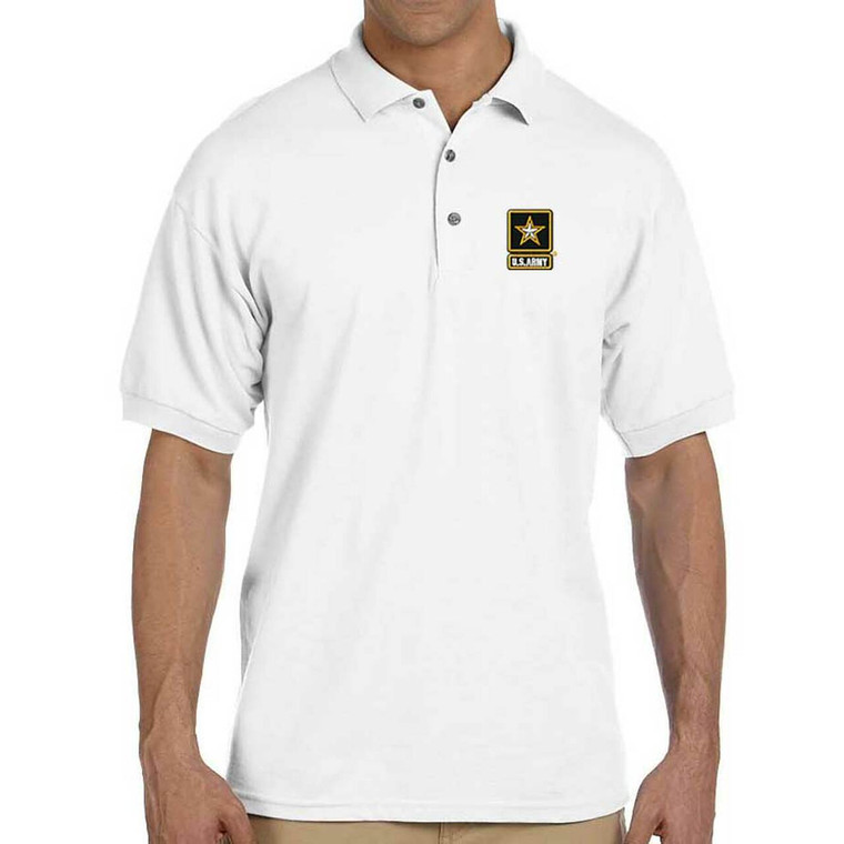 US ARMY WHITE POLO STYLE SHIRT NEW
