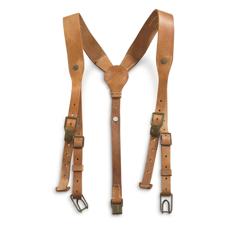 CZECH BROWN LEATHER SUSPENDERS USED