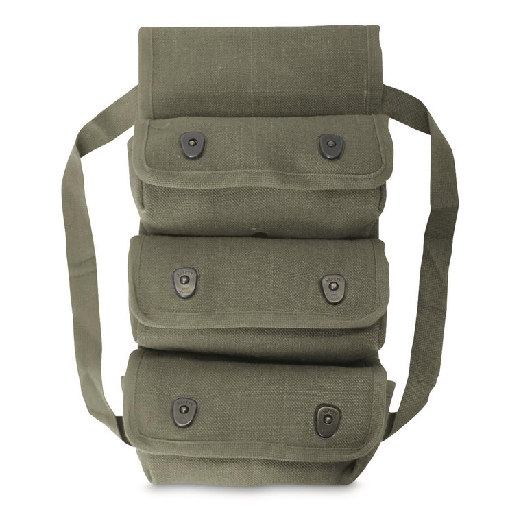 FRENCH OD 3-POCKET GRENADE POUCH USED