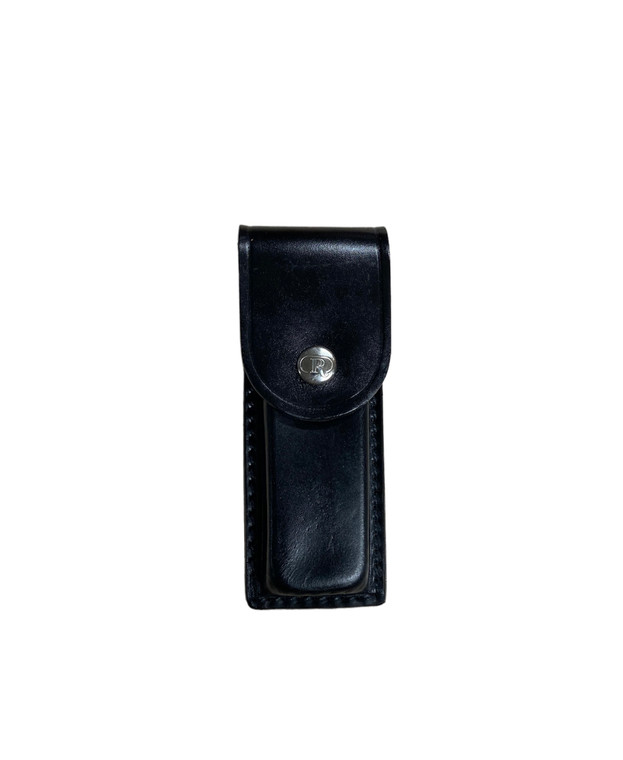 ITALIAN BLACK POLICE LEATHER PISTOL MAG POUCH NEW