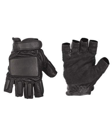 MIL-TEC® BLACK LEATHER SECURITY FINGERLESS GLOVES - STURM-MILTEC USA.