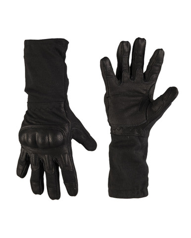 Mil-Tec SEC Leather Fingerless Gloves, Medium, Black