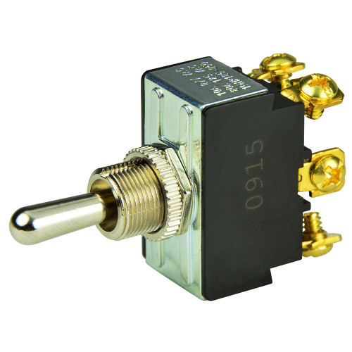 BEP DPDT Chrome Plated Toggle Switch - (ON)/OFF/(ON) - P/N 1002012