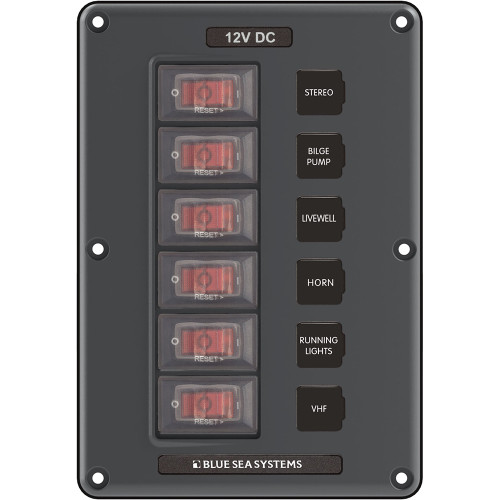 Blue Sea 4322 Circuit Breaker Switch Panel 6 Position - Gray - P/N 4322