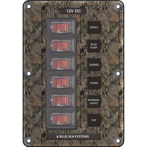 Blue Sea 4325 Circuit Breaker Switch Panel 6 Position - Camo - P/N 4325