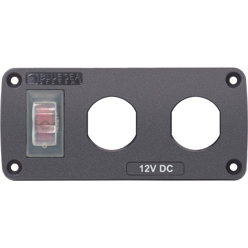 Blue Sea 4364 Water Resistant USB Accessory Panel - 15A Circuit Breaker, 2x Blank Apertures - P/N 4364