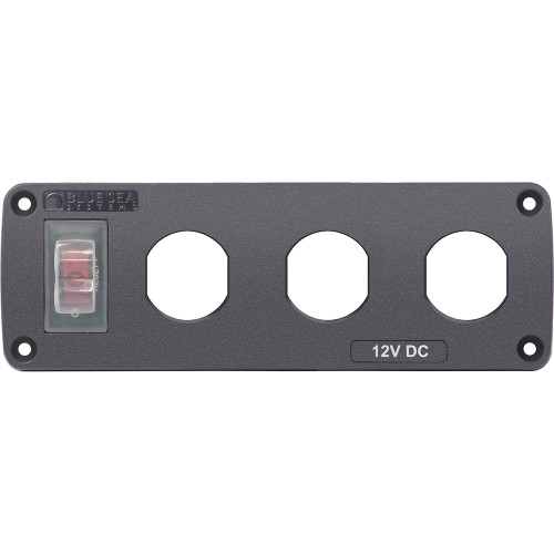 Blue Sea 4367 Water Resistant USB Accessory Panel - 15A Circuit Breaker, 3x Blank Apertures - P/N 4367