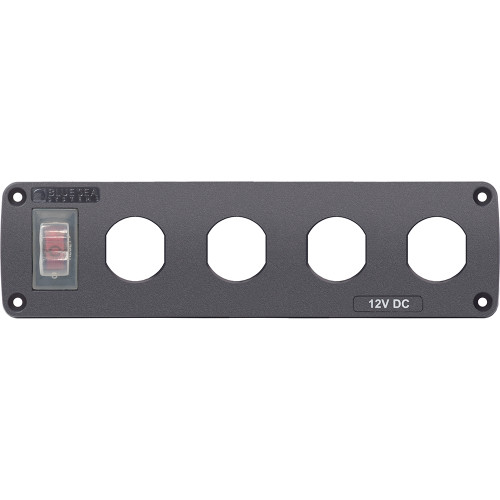 Blue Sea Water Resistant USB Accessory Panel - 15A Circuit Breaker, 4x Blank Apertures - P/N 4369