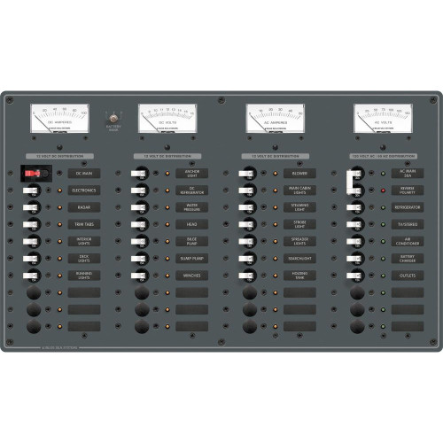 Blue Sea 8095 AC Main +8 Positions / DC Main +29 Positions Toggle Circuit Breaker Panel   (White Switches) - P/N 8095