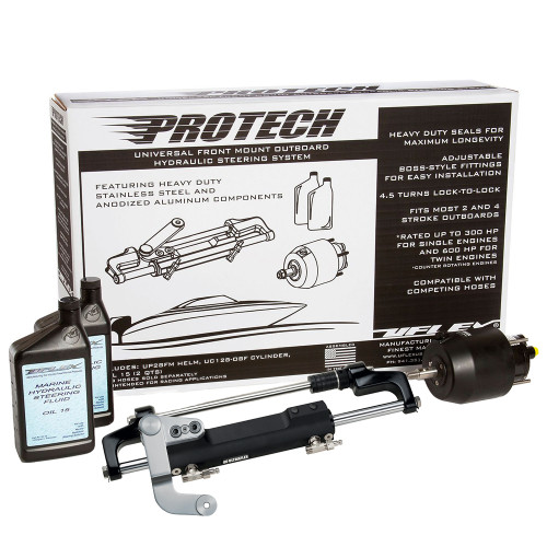 Uflex PROTECH 3.1 Front Mount OB Hydraulic System - Includes UP28 FM Helm, Oil & UC128-TS/3 Cylinder - No Hoses - P/N PROTECH 3.1