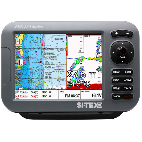 SI-TEX SVS-880CF 8" Chartplotter/Sounder Combo with Internal GPS Antenna & Navionics+ Flexible Coverage Chart Card - P/N SVS-880CF