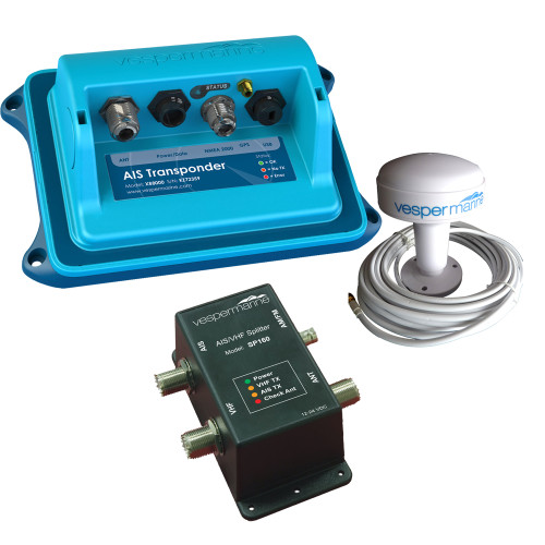 Vesper XB-8000 Class B AIS SP160 Bundle with SP-160 Amplified Splitter, External Alarm & Stainless Cancel Switch - P/N 010-02818-50