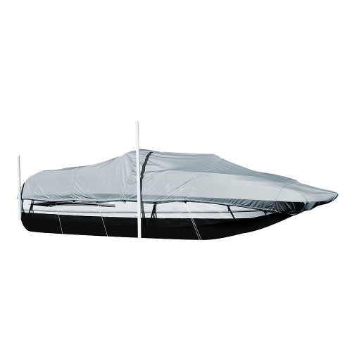 Carver Performance Poly-Guard Styled-to-Fit Boat Cover for 21.5' Sterndrive Deck Boats with Walk-Thru Windshield - Grey - P/N 95121P-10