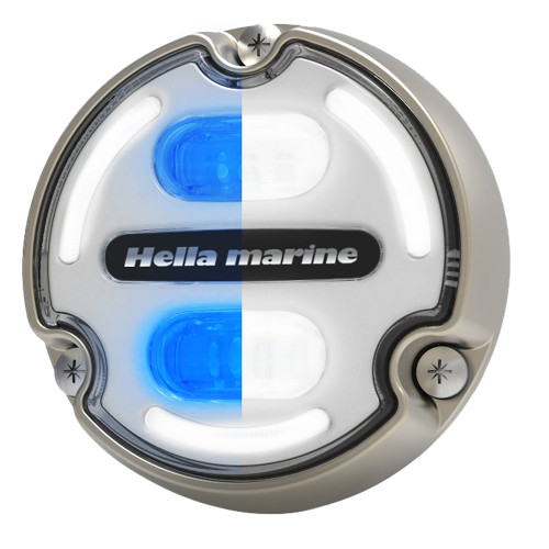 Hella Marine Apelo A2 Blue White Underwater Light - 3000 Lumens - Bronze Housing - White Lens with Edge Light - P/N 016147-101